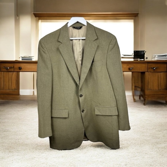 JOS A BANK Men’s Tan Houndstooths Suit Blazer Coat Size 42 Long 2 Button Jacket - Picture 10 of 11